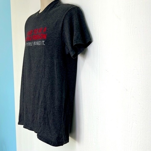 DOM - I Used To Be A People Person Then People Ruined It Gray Graphic T Shirt M - Picture 5 of 8